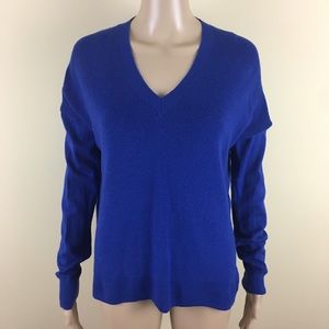 J Crew Medium Blue Merino Wool Ribbed Sweater